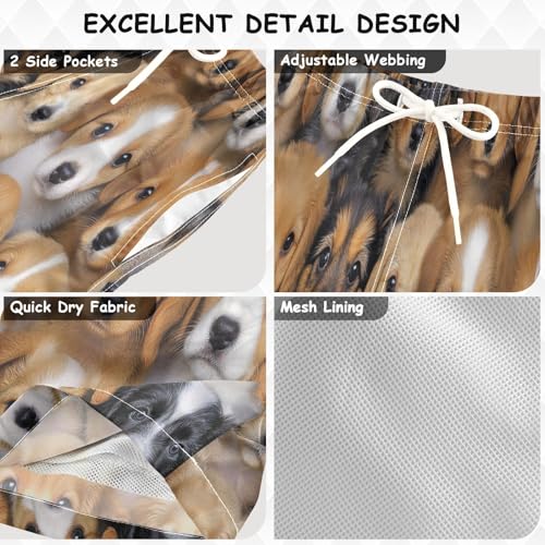 Boys Beach Board Shorts Cute Dog Real Swim Trunk Teen Swimwear 8-16Y Multicolor3