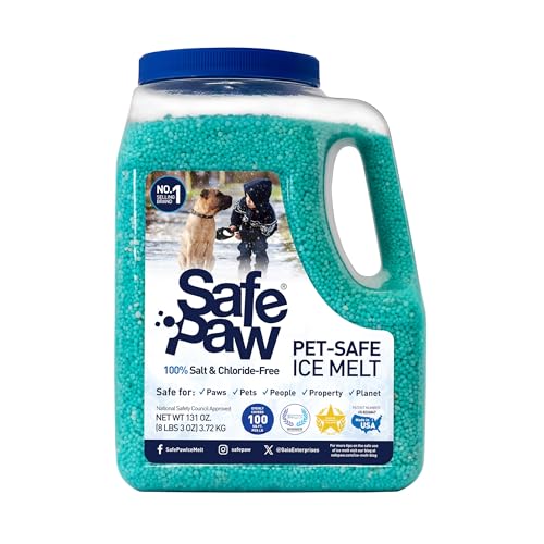 Safe Paw Ice Melt - Pet & Kid Friendly, Salt-Free & Chloride-Free, Safe for Concrete, Driveways & Sidewalks | Long-Lasting & Fast- Snow & Ice Melter for Winter Use - 3X Longer Effect
