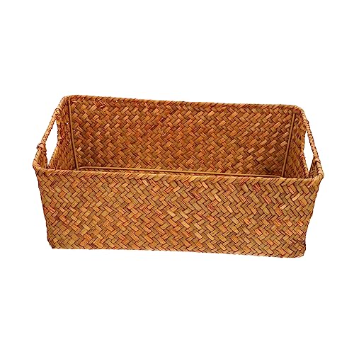 BEBEMOKO Kitchen Storage Box Woven Laundry Basket Decorative Baskets Basket for Fruit Potato Bread Candy Storage Basket Woven Basket Snack Containers Bread Storage Wicker Mat Grass Orange