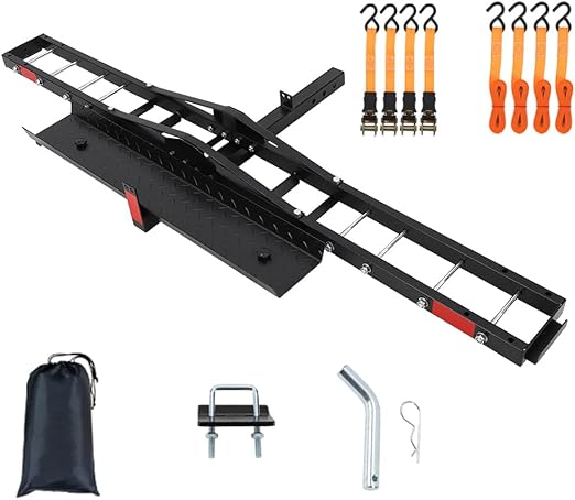 Motorcycle Tow Hitch,Dirt Bike Transport Rack for Motorcycle,Bicycle,Scooter,500LBS Dirt Bike Hauler Hitch Mount Rack with Ramp