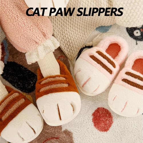 Cat Paw Slippers for Women, Women's Cute Cat Paw Cozy Shoes, Fuzzy House Animal Claw Design Slippers, Non-slip Soles, Soft Warm Memory Foam2