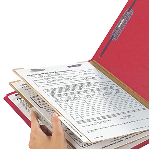 Smead-100-Recycled-End-Tab-Pressboard-Classification-File-Folder-with-SafeSHIELD-Fasteners-2-Dividers-2-Expansion-Legal-Size-Bright-Red-10-per-Box-29783