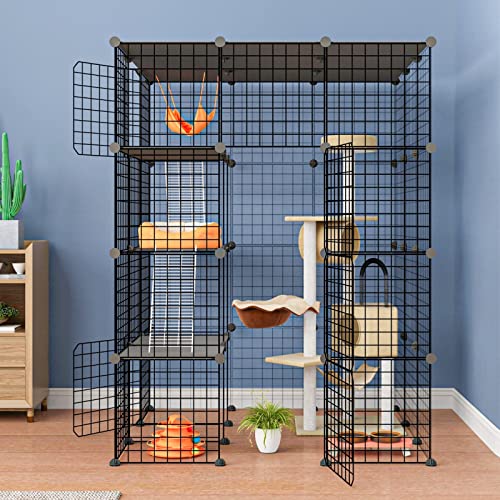 Eiiel Large Cat Cage Cat Playpen Detachable Metal Wire Indoor DIY Kennels Crate Large Exercise Place Ideal for 1-4 Cat - Image 6