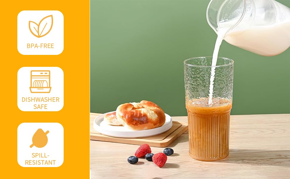 VITEVER 2 Pack 22oz Glass Cups with Lids and Straws, Glass Tumbler with Straw and Lid - Image 4