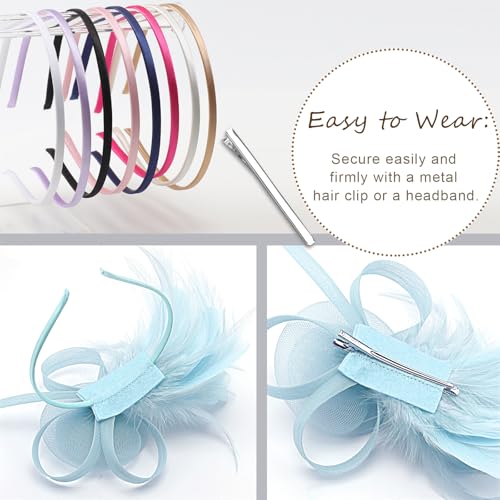 Image of DRESHOW Fascinators Hats for Women Tea Party Fascinator Hats Vintage 50s Headwear Cocktail Wedding Church Derby Hat