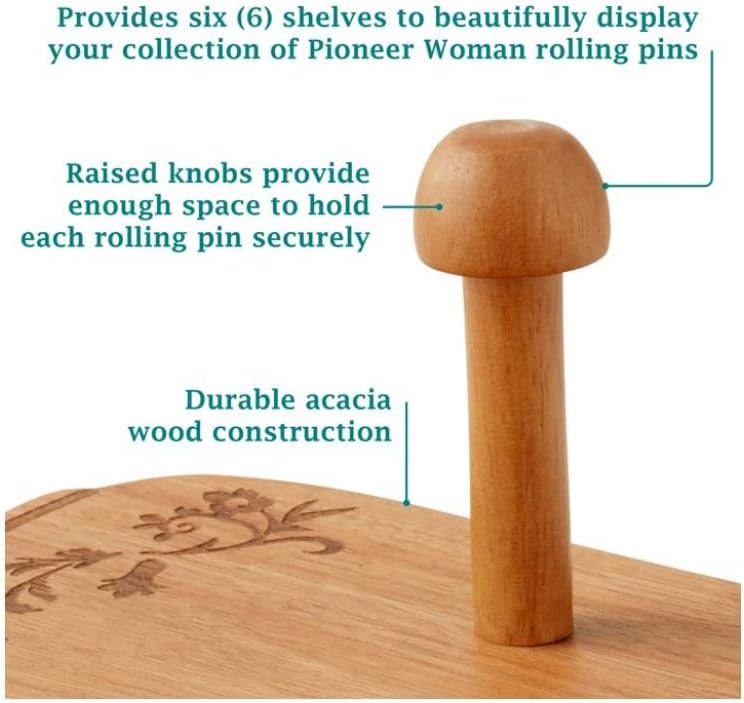 Pioneer Woman 26~Inch Ceramic French Rolling Pin Dough Roller with Holder.