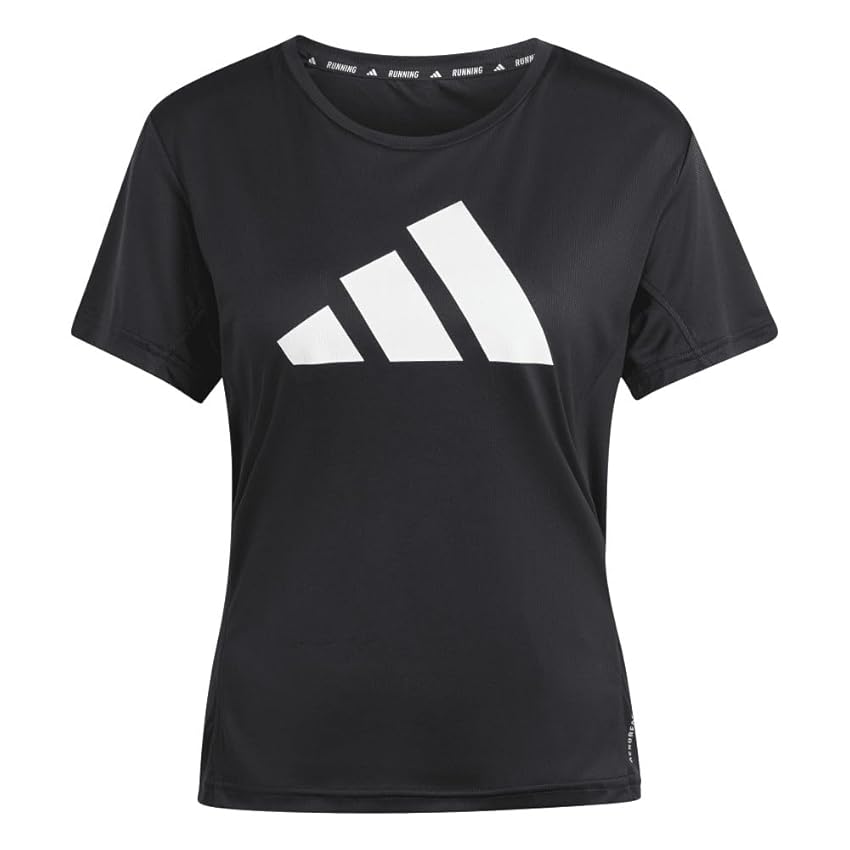 adidas Donna Run It Stripes Tee, Black, S