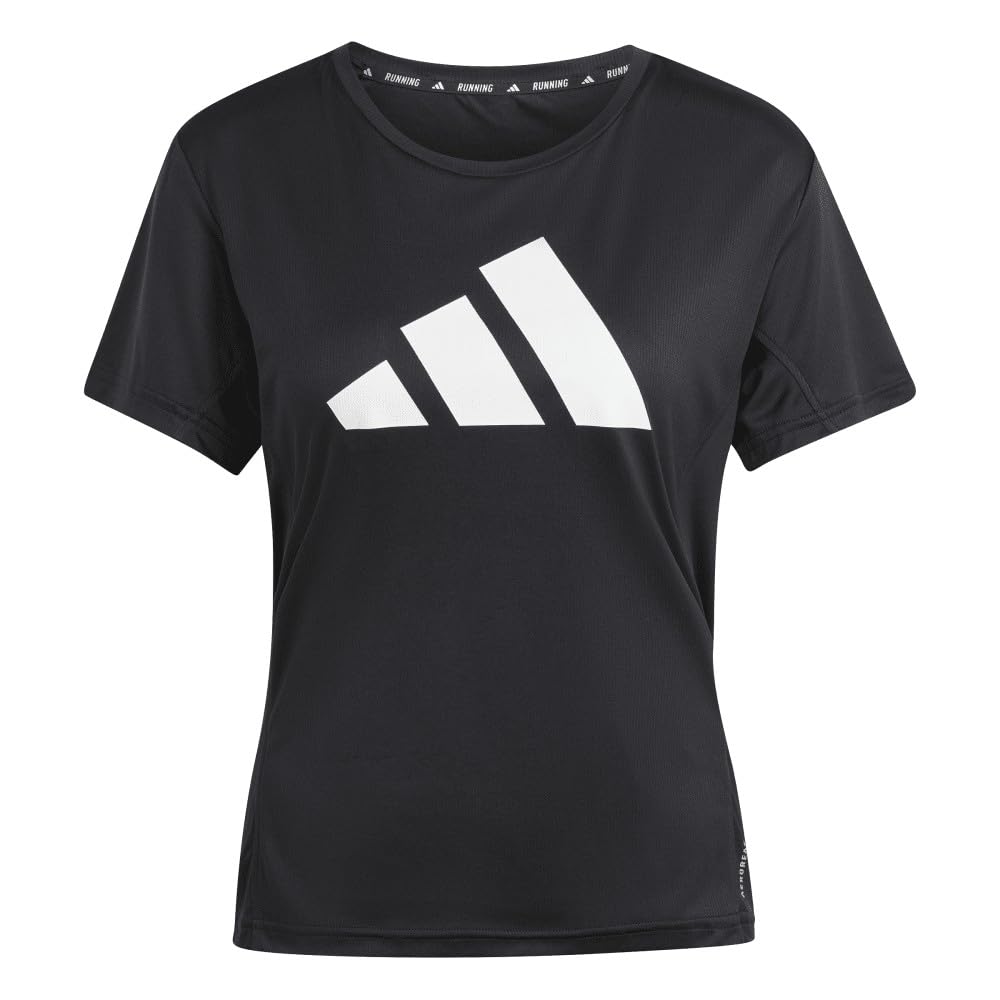 adidas Women's Run It Stripes Tee, Black, XS