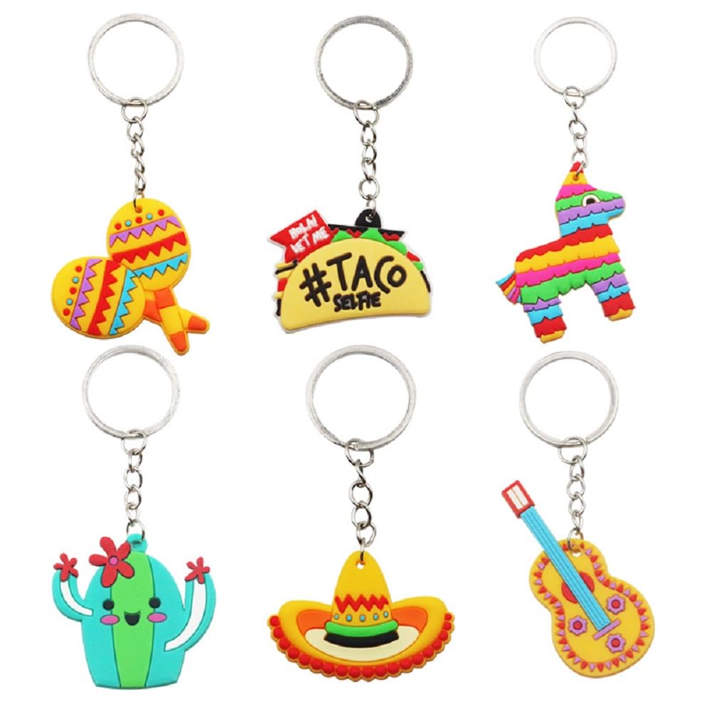 6 Pcs Mexican Keychain Cute Fiesta Party Cactus Keychain Cinco De Mayo Keychain