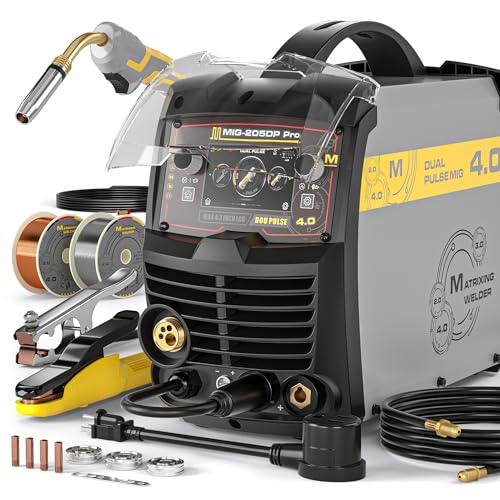 Image of MATRIXINGWELDER MIG-205DP PRO Dual Pulse MIG Welder, 205A, 4.3" HD LCD, 110/220V Dual Voltage, Multi-Process MIG/Lift TIG/Stick/Flux Core/Spool Gun, Aluminum MIG Welder