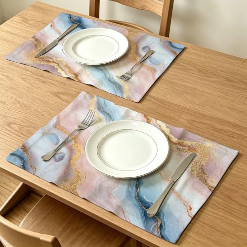 Set de table marbre rectangulaire lot de 4 lavables 50x35cm Rêve - 4