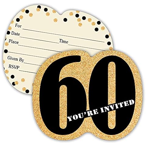 Haizct 15 Pack 60th Birthday Party Invitations With Envelopes,60th Party Invitations,60th Celebration,Birthday Party Invitations Cards For Adults Cover