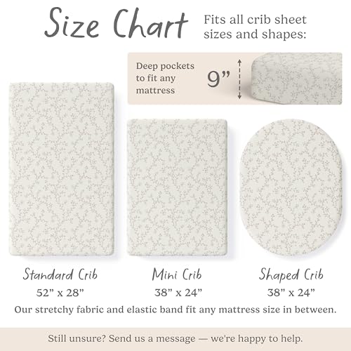 Image of Crib Sheets for Boys & Girls - 2 Pack Fitted Baby Crib Sheets Neutral for Standard & Toddler Bed Mattress - Buttery Soft Organic Cotton Blend (Pearl Rose Grey)