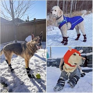 Namsan Dog Boots for Long Legged Dogs, Size #5, 4 Pcs Winter Dog Booties, Waterproof Rain Boots, Warm Doggy Shoes for Legs Paws Protection, Anti-Slip, Adjustable, Black