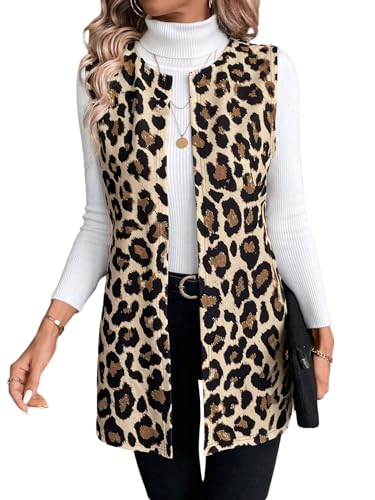 Gilet sans manches femme col rond léger long gilet d'automne