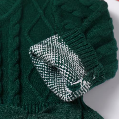 IDOPIP Infant Girls Knit Sweater Dress Christmas Crochet Pullover Dress Toddler Winter Long Sleeve Ribbed Reindeer Tutu Dress4