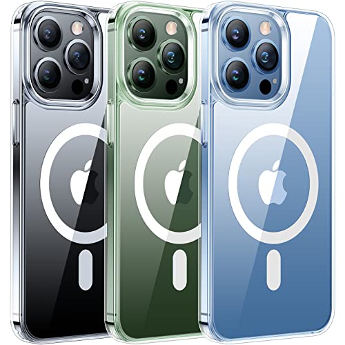 TORRAS Magnetic Diamond Clear for iPhone 13 Pro Case, Clear & Blue
