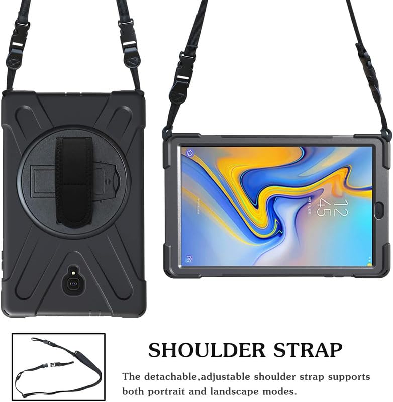 Image of Morefit Hybrid Back Cover Case with Kickstand Wheel Pattern for Samsung Galaxy Tab A 10.5 / SM-T590 / T595 / T597 - Black