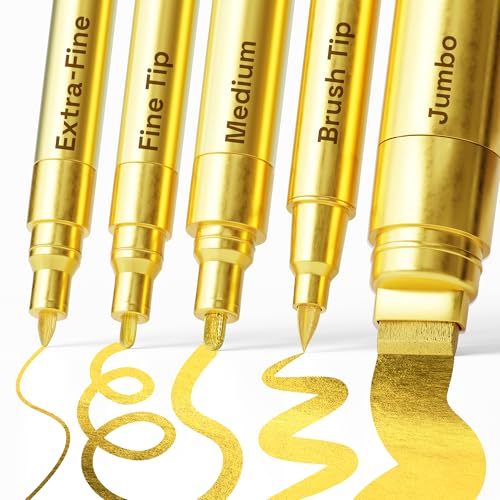 ARTISTRO Gold Paint Pens - Various Tips - Set of 5
