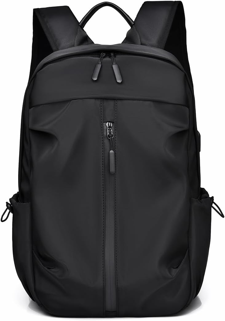FUNSEED Backpack for Men Women, Large Capacity 14in Laptop Lightweight Shoulder Rucksack for Travel Commuting (Black)