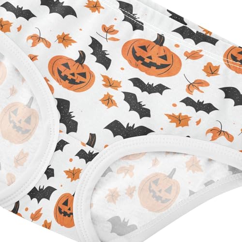 Girls Underwear Soft Cotton Halloween Pumpkin Bat Kids Panties in Sizes 2/3t, 4t, 5t, 6 and 84