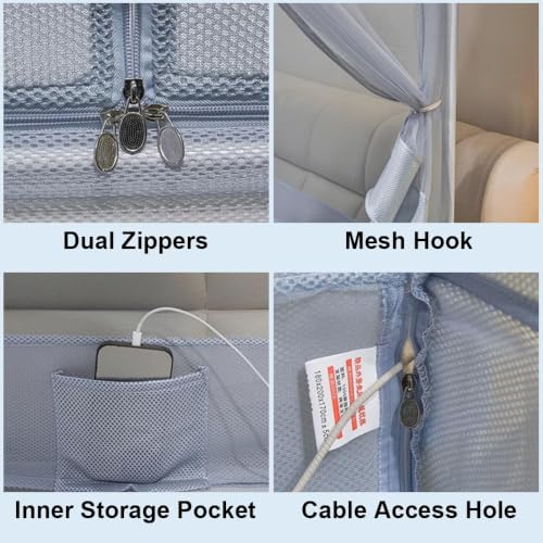 Image of Dawnwake Mosquito Net, Anti-Fall Mosquito Neting Bed for Babies /Adult /Outdoor,Portable Foldable Travel /Camping Mosquito Net Tent, Suit for King Size Bed (Blue, 200 * 150cm)