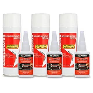 STARBOND Thick CA Glue (3X 2 oz) with Accelerator (3X 6 oz) - Super Craft Glue for Wood, Plastic, Metal, Leather, Ceramic - Cyanoacrylate Glue for Woodworking, Woodturning, Guitar, Hobby