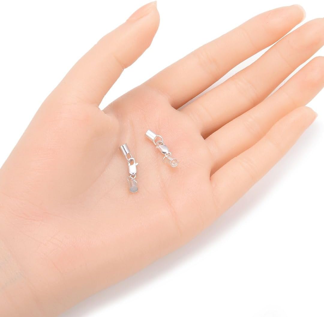 10pcs Adabele Authentic 925 Sterling Silver Tube End Cap Clasp Glue in Cord End (Hole ID 3mm) for Leather Cord DIY Craft Jewelry Making SS178-3