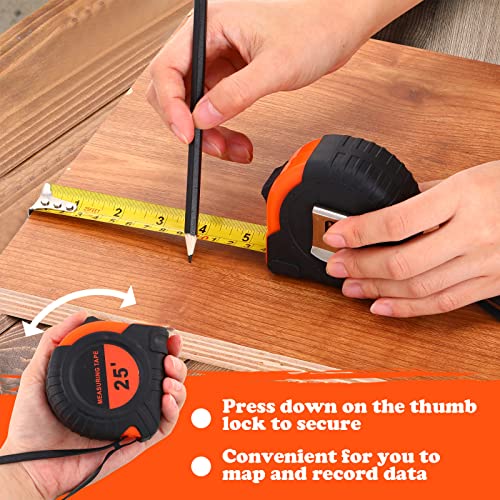 Xuhal 12 Pieces 25 ft Tape Measures Bulk Retractable Measuring Tapes Easy Read Measurement with Pause Buttons for Adults Engineer Decorator, Standard Inches and Metric by Xuhal - Image 7