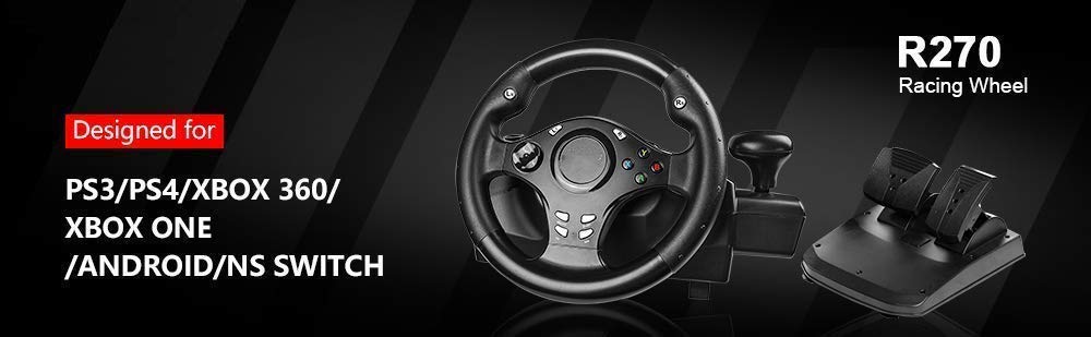 RajoNN Driving Force Racing, Volante de Carreras Deportivo Profesional con rotación de 270 Grados para PS3/PS4/360
