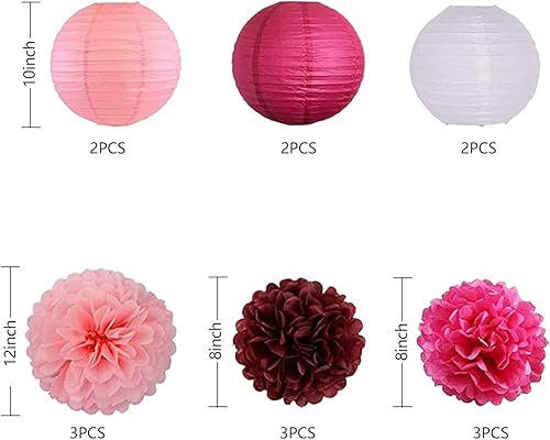 Miniatura 2 de LURICO 16 linternas de papel azulblanco (tamaño de 4, 6, 8, 10 pulgadas), decoración de papel chinojaponés, faroles de bola para decoración del
