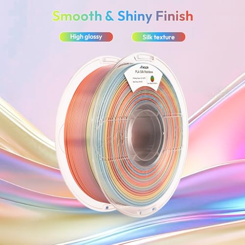 Image of AMOLEN Silk PLA 3D Printer Filament, Shiny Multicolor Rainbow PLA Filament 1.75mm, Gradient Color Change PLA 3D Printing Filament for Most FDM 3D Printer, Orange Yellow Blue Pink, 1kg (2.2lbs)