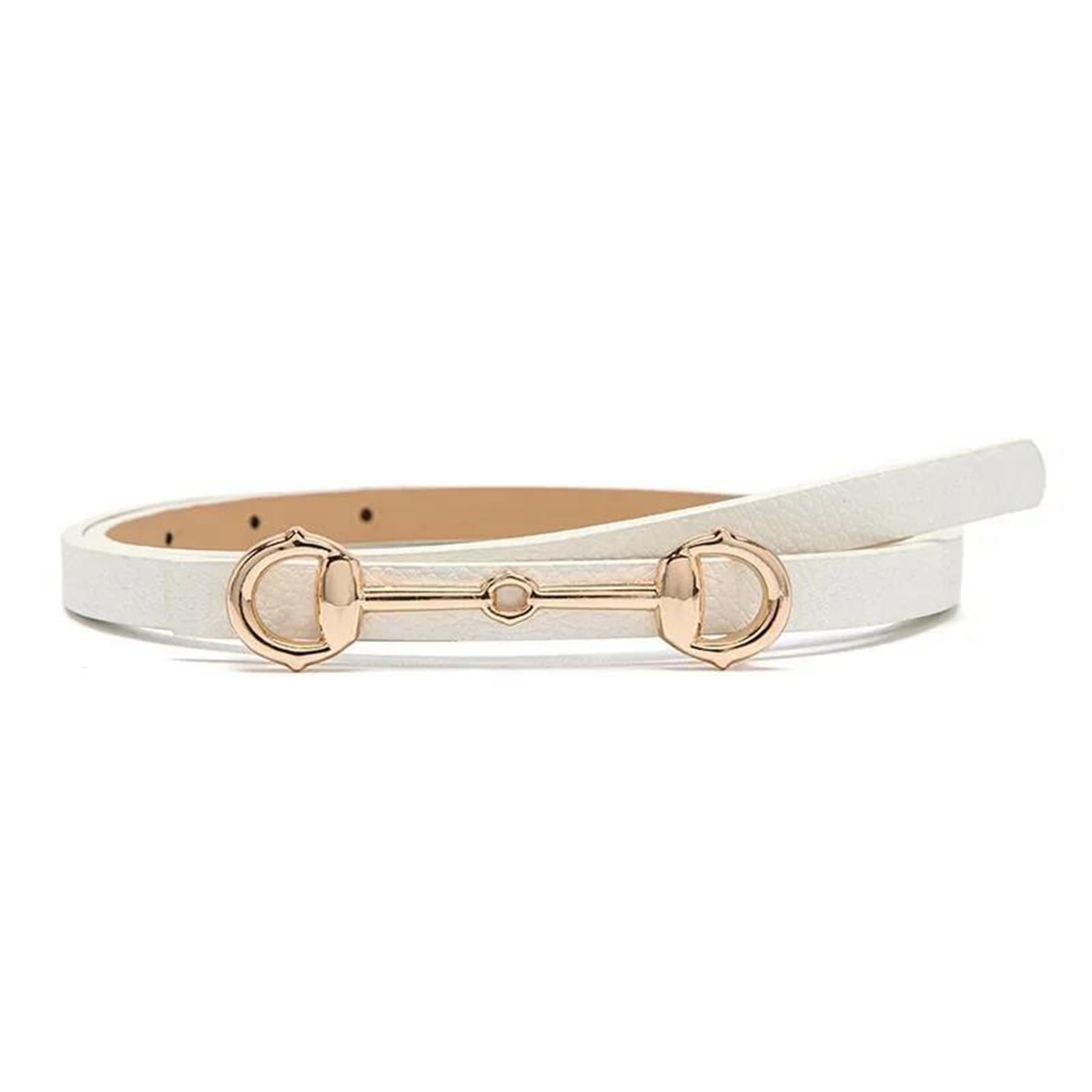 HELBAY Horsebit Gold Buckle Belt – Retro Thin Waistband for Women, Casual and Dress Outfits