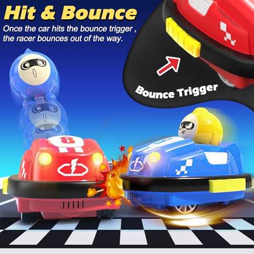 Remote Control Bumper Cars for Kids, RC Ejecting Bumper Car Toys with Light & Music, Mini RC Racer Game Set of 2, Toddler Toy Vehicles, Birthday Gifts for Boys Girls Age 3 4 5 6 7 8 Years Old - Image 3