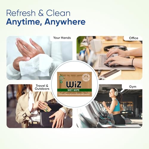 Image of Wiz Single Refreshing Wet Wipes (Pack of 200) | Purified and Hygienic | Soft, Comfortable, Highly Absorbent | Alcohol-Free, Paraben-Free, Eco-Friendly, Biodegradable, pH Balanced