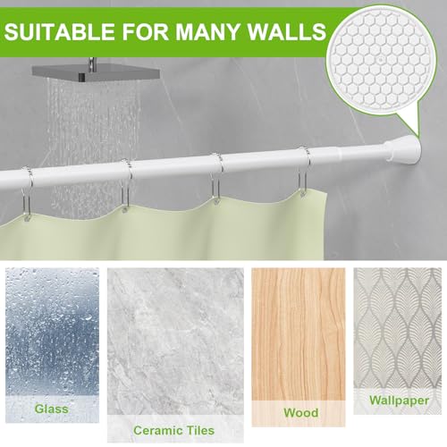 Image of Shower Curtain Rod 45 to 77 Inches White Shower Rod Tension Curtain Rod No Drilling Adjustable Curtain Rod Spring Tension Shower Rods for Bathroom,Windows,Kitchen