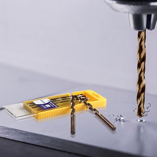 Miniatura 10 de HPHOPE M35 HSS - Brocas de cobalto de 316 pulgadas, 10 piezas, juego de brocas helicoidales de metal M35 HSS, longitud y vástago recto, adecuadas