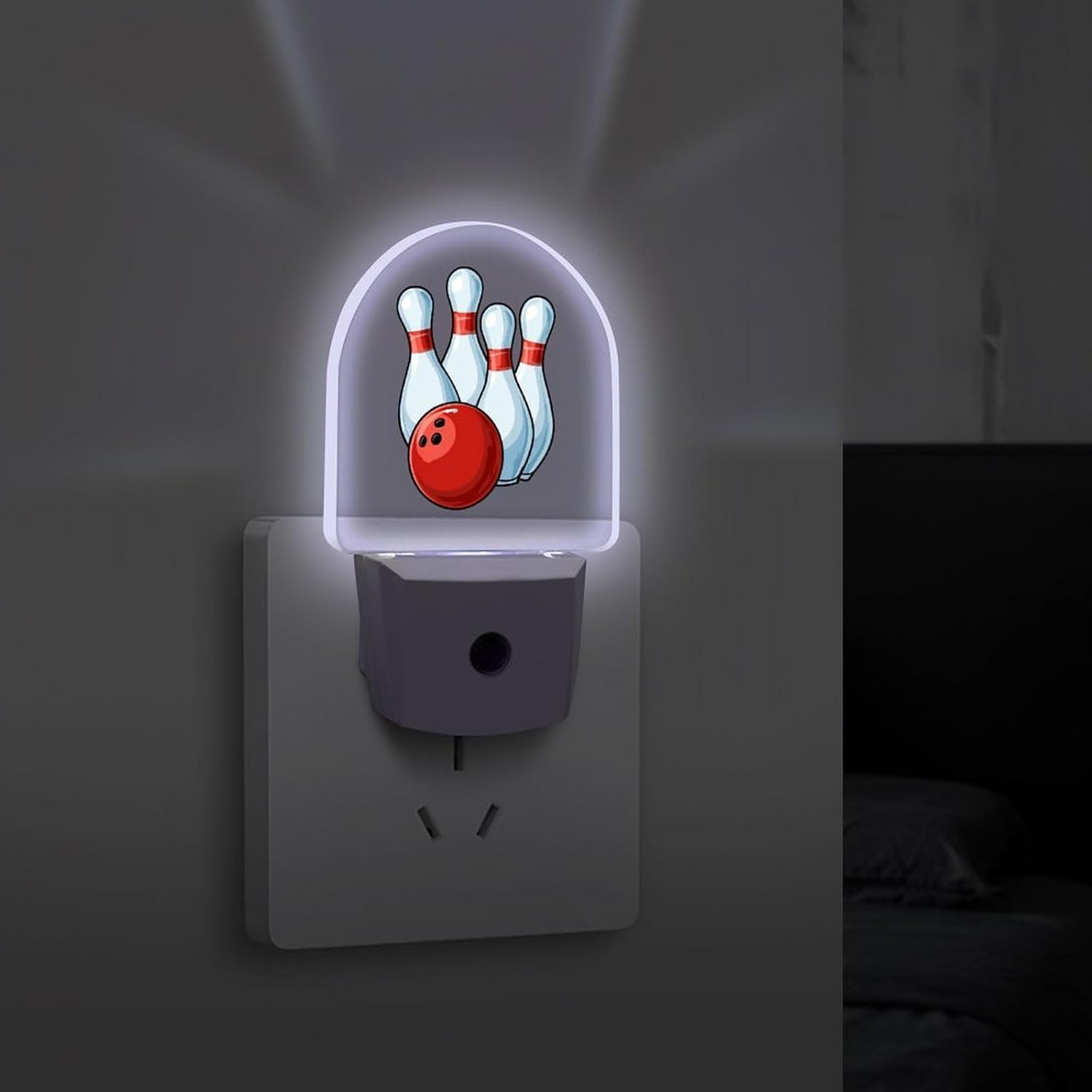Bowling Pins Ball Night Light LED Night Lights Plug Into Wall 11.2x7.5x5cm image 4
