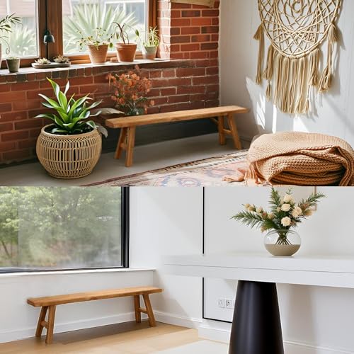 Banc en bois d'entrée noble et robuste au design dos nu - 7