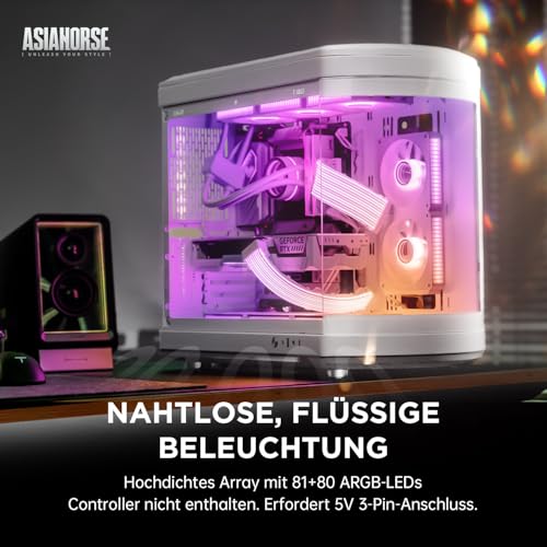 AsiaHorse ARGB PSU Kabelabdeckungskit, Aurora RGB Stromverlängerungskabelabdeckungskit für Motherboard und GPU PC Kabel, 5V 3Pin ARGB SYNC… – Ansicht 2