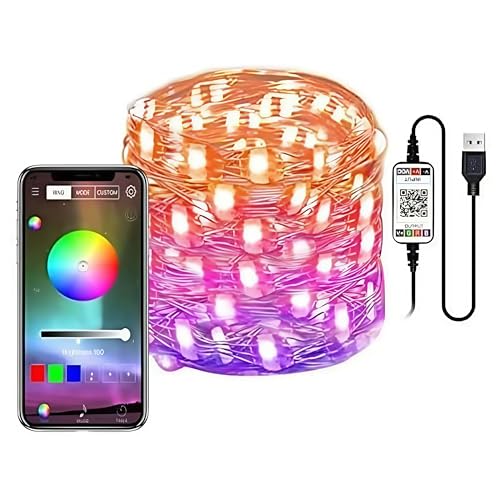 EZONEDEAL 50/100/200 LED Fairy Lights, LED String Lights Plug in Twinkle Lights USB Powered with app Control for Bedroom Wedding Party Christmas Decor (10 M)