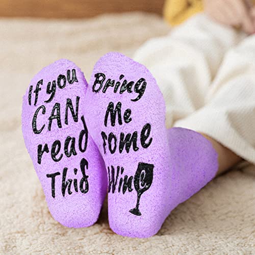 Image of Benefeet Sox Women Wine Sock Fuzzy If You Can Read This Bring Me Wine Socks Funny Gifts Mom Novelty Fluffy Cozy Saying Sock