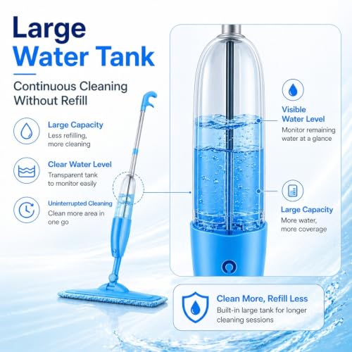 Image of Spray Mop for Floor Cleaning with 360 Degree Rotating Head, 2 Washable Microfiber Pad & Refillable Bottle | Wet & Dry Mop for Home, Kitchen, Wooden & Marble Floors with 2 Cleaning Pads