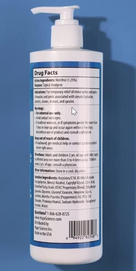 Miniatura 5 de ACTIVE AGAIN Hope Science Cream, 16 onzas Clínicamente probado para restaurar la salud y la movilidad de las articulaciones, artritis, músculo,