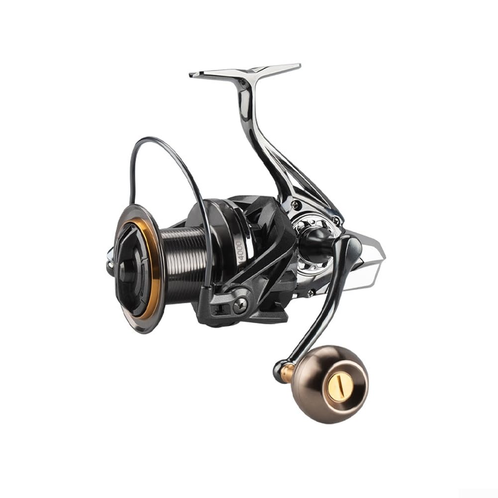Moulinet de pêche en aluminium 8000 10000 12000 14000 avec rouleau anti-torsion et système d'oscillation lisse pour un enroulement uniforme
