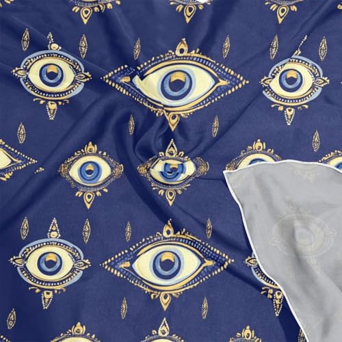 Evil Eye Symbols Silk Like Head Scarf for Women,Soft Fashion Neck Scarf Square Satin Head Scarf 23.6 Inches4