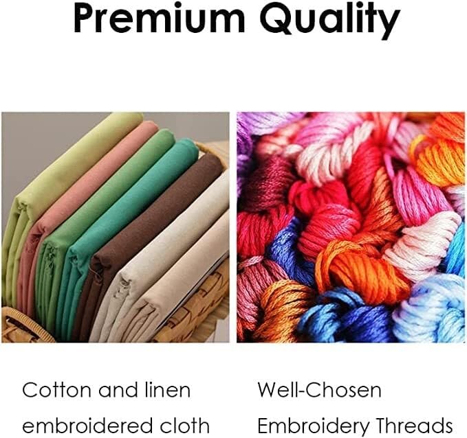 Kit broderie fleurs idée cadeau créatif avec toile et cerceau