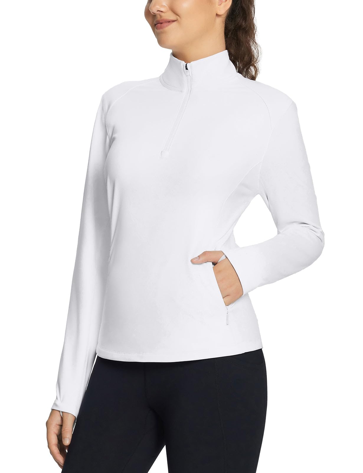 baleaf Women's Fleece Pullover Jacket Water Resistant Half Zip Thermal Golf Shirts Cold Weather Running Gear Winter