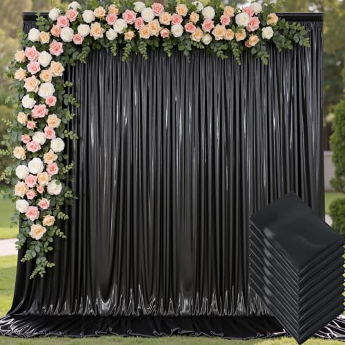 Image of 40x10 ft Wrinkle Free Black Sequin Backdrop Curtain for Parties,8 Panels 5x10ft Thick Not Fall Glitter Wedding Drapes Backdrop Photo Back Drop Cloth for Birthday Graudation Photography Background
