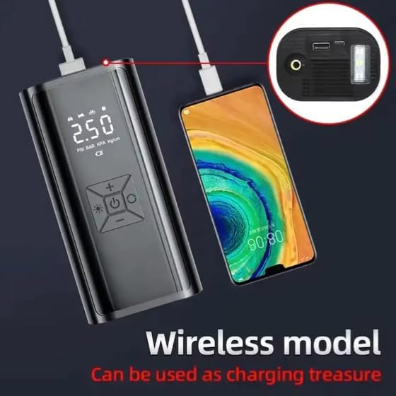 Miniatura 8 de Tirol AIRX - Compresor de aire portátil para neumáticos de automóvil, compresor de aire portátil de 60 PSI, inalámbrico, diseño compacto, apagado